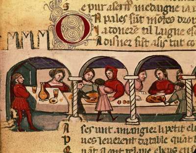 وجبة في نزل من Codex Entree dEspagne بواسطة المدرسة الايطالية