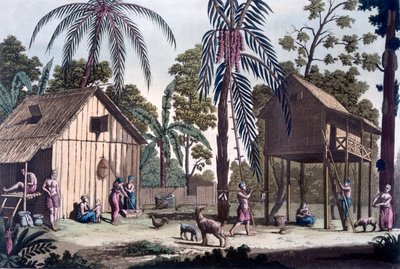 مستوطنة أصلية في سومطرة ، 1820s-30s بواسطة المدرسة الايطالية