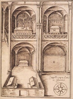 أضف 33566 f.90 كنيسة صغيرة في جبل الجلجثة ، من "الحج إلى القدس" بقلم فينتشنزو فافي بواسطة المدرسة الايطالية