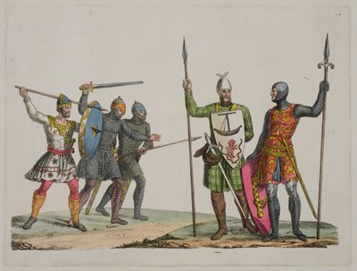 Anglo-Saxon Warriors ، اللوحة 14 من تاريخ الأمم (aquatint) بواسطة المدرسة الايطالية