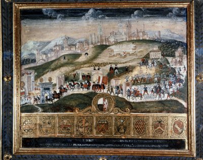 وصول كوزيمو الأول من ميديشي إلى سيينا (1389 - 1464) - الأرشيف الوطني ، سيينا. بواسطة المدرسة الايطالية