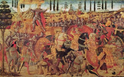 المعركة بين داريوس (399-330 قبل الميلاد) والإسكندر الأكبر (356-323 قبل الميلاد) (زيت على لوح) بواسطة المدرسة الايطالية