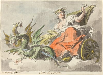 عربة سيريس (قلم وحبر أسود مع غسل رمادي وألوان مائية على ورق مسدود) بواسطة المدرسة الايطالية