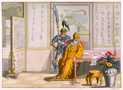 القادة الدينيون الصينيون الطاويون: اللاهوت كوان تي ، نقشها فوماغالي وبراماتي ، c.1820-30 (نقش الألوان) بواسطة المدرسة الايطالية