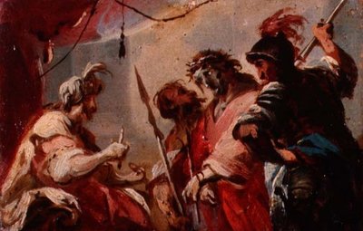 المسيح قبل بيلاطس ، 1700 (زيت على ورق) بواسطة المدرسة الايطالية