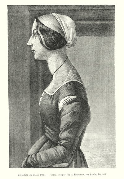 مجموعة قصر بيتي ، صورة مفترضة لسيمونيتا ، لساندرو بوتشيلي (نقش) بواسطة المدرسة الايطالية