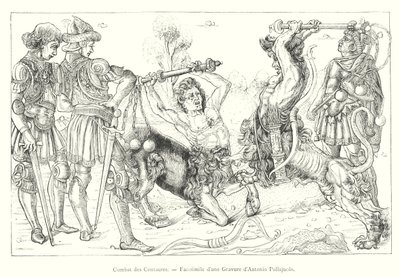 Combat des Centaurs ، نسخة طبق الأصل من نقش لأنطونيو بولايولو (نقش) بواسطة المدرسة الايطالية
