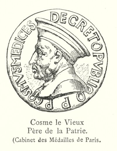 Cosme le Vieux ، والد الوطن ، Cabinet des Medailles de Paris (نقش) بواسطة المدرسة الايطالية