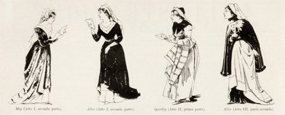 أزياء من أوبرا Falstaff من Verdi ، من LIllustrazione Italiana ، XX ، N. 8 ، 19 February 1893 بواسطة المدرسة الايطالية