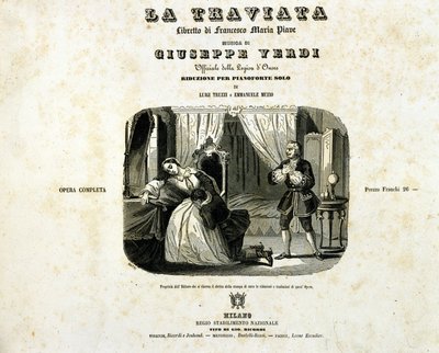 غلاف كتيب "La Traviata" لجوزيبي فيردي بواسطة المدرسة الايطالية