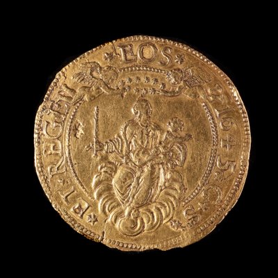 عملة جمهورية الجينات: 20 ضعف الذهب. قطر 58 مم. 1645. العودة. متاحف الجينات في سترادا نوفا بواسطة المدرسة الايطالية