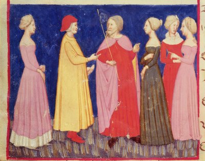 دانتي وبياتريس في الجنة ، من الكوميديا الإلهية لدانتي أليغييري (1265-1321) بواسطة المدرسة الايطالية