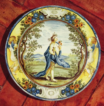طبق مزخرف من Urbino (سيراميك) بواسطة المدرسة الايطالية