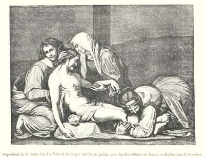 ترسب الصليب المعروف باسم La Pieta di Luco ، بواسطة Del Sarte ، رسمه Lucco للكامالدولي ، مجموعات فلورنسا (نقش) بواسطة المدرسة الايطالية