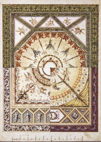 تصميم لسقف كلاسيكي جديد بديل ، حوالي عام 1790 (ألوان مائية مع قلم وحبر على ورق) بواسطة المدرسة الايطالية