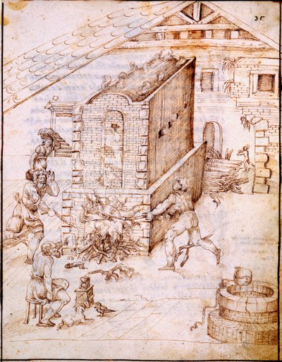 إطلاق فرن مبكر ، c. 1630s (مخطوطة الرق) بواسطة المدرسة الايطالية