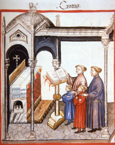 ورقة ١٠٣٣ و الغناء ، رسم توضيحي من كتاب Tacuinum Santiatis Codex Vindobonensis بواسطة المدرسة الايطالية