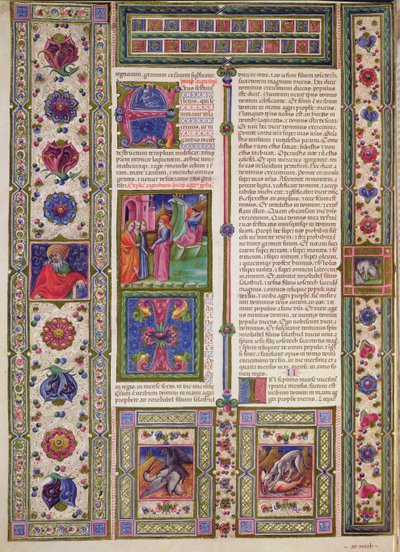 Fol.103v كتاب النبي حجي (نبي ساعد اليهود في إعادة بناء الهيكل في القرن السادس قبل الميلاد) ، من الكتاب المقدس بورسو ديست. المجلد 2 (ورق) بواسطة المدرسة الايطالية