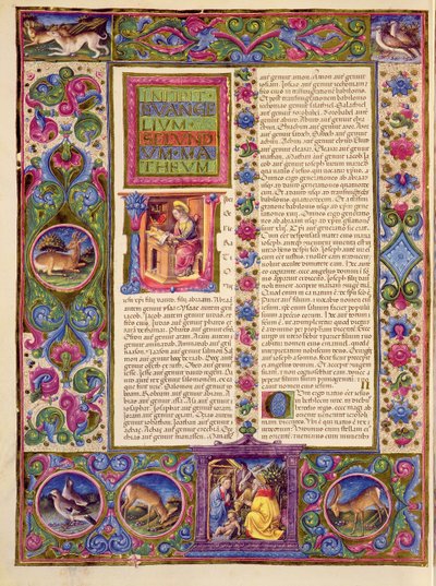 ص 135 ظ الإنجيل الثاني لمتى ، من الكتاب المقدس بورسو ديست. المجلد 2 (ورق) بواسطة المدرسة الايطالية