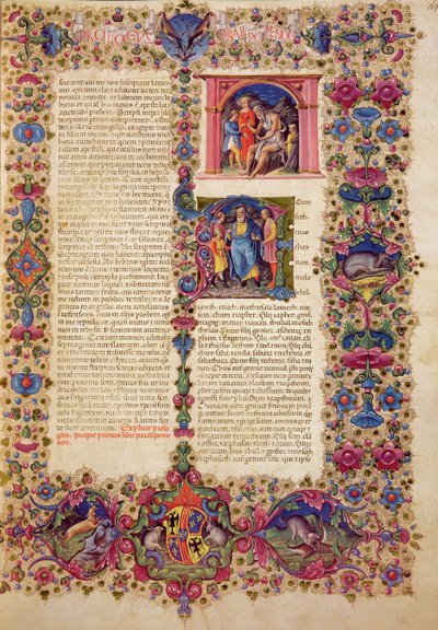 Fol.167r أول سفر من أخبار الأيام ، من الكتاب المقدس بورسو ديست. المجلد 1 (ورق) بواسطة المدرسة الايطالية