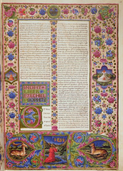 Fol.56r افتتاح على كتاب حزقيال ، من الكتاب المقدس بورسو ديست. المجلد 2 (ورق) بواسطة المدرسة الايطالية
