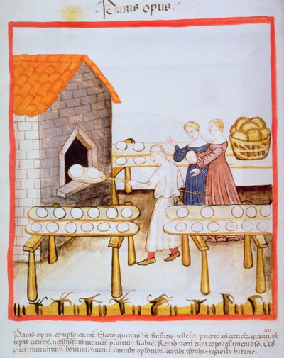 Fol.63v الخبز البني الخبز ، التوضيح من Tacuinum Sanitatis بواسطة المدرسة الايطالية