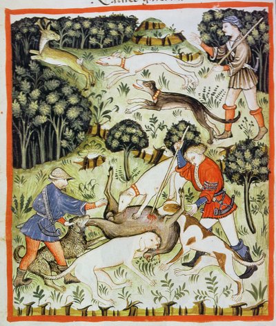 Fol.71v غزال الصيد ، صورة توضيحية من Tacuinum Santiatis Codex Vindobonensis بواسطة المدرسة الايطالية