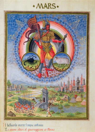 Fol.7v كوكب المريخ ، من "De Sphaera" بواسطة المدرسة الايطالية