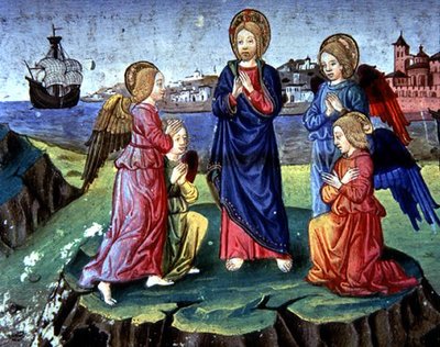 Fol.83r المسيح محمي بدائرة من الملائكة (الرق) بواسطة المدرسة الايطالية
