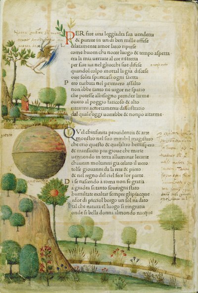 Fol. 1 ظ ، "لتحقيق انتقام رشيق" ، من "Canzoniere e Trionfi" بقلم بترارك ، حوالي 1470 بواسطة المدرسة الايطالية