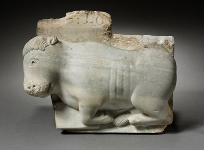 جزء من رأس المال مع ثور القديس لوقا ، c.1175-1200 بواسطة المدرسة الايطالية