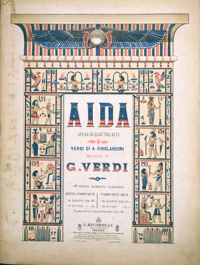 الغلاف الأمامي لدرجات عايدة ، بواسطة جوزيبي فيردي (1813-1901) بواسطة المدرسة الايطالية