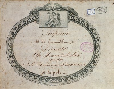 تفاصيل مقدمة من "السمفونية في E المسطحة الرئيسية: مكرسة لذكرى بيليني" بقلم Gaetano Donizetti (1797-1848). بواسطة المدرسة الايطالية