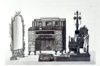 أثاث على الطراز اليوناني من الزخارف المعمارية من قبل Gaetano Landi ، محفور بواسطة G. DArgenzio ، 1810 بواسطة المدرسة الايطالية