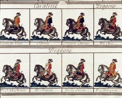 General table of the troops of King Victor Amedee III (Vittorio Amedeo di Savoia) of Sardinia in 1780 Detail - Museum of Risorgimento Milan بواسطة المدرسة الايطالية