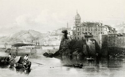 جدار مارينا جنوى مع فيلا دوريا بامفيلي في الخلفية ، نقش ، حوالي 1850 ، إيطاليا بواسطة المدرسة الايطالية