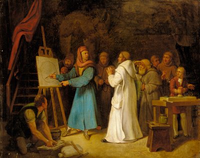 Giotto يوضح فن الرسم في مرسمه بواسطة المدرسة الايطالية