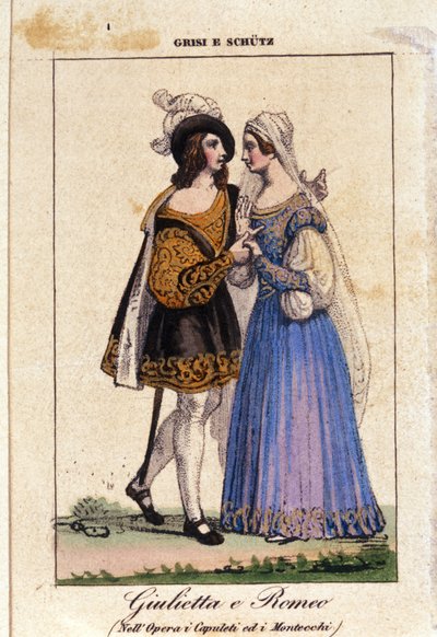 جوليا غريسي وشوتز يترجمان روميو وجولييت في "I Capuleti e i Montecchi" (Les Capulet et les Montaigu) للمخرج فينسينزو بيليني بواسطة المدرسة الايطالية