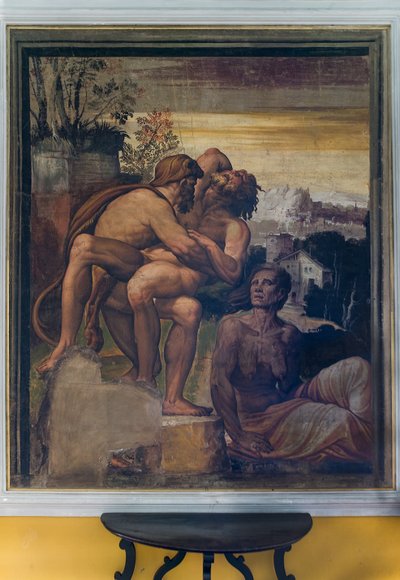 هرقل يذبح Antaeus ، من الغرفة الصفراء بواسطة المدرسة الايطالية