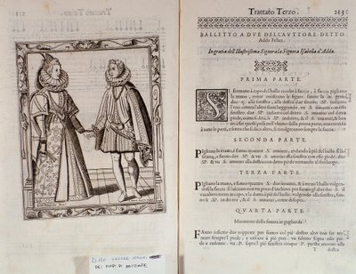 كيف ترقص رقصة باليه لصفحتين مزدوجتين من Le Gratie dAmore (Le Grazie dAmore) للراقصة الإيطالية Cesare Negri تسمى Il Trombone (1536-1604) ، معاهدة على الرقص بواسطة المدرسة الايطالية
