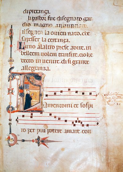 Illuminated pages from Lauda by Jacopone of Todi, manuscript بواسطة المدرسة الايطالية