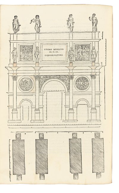 رسم توضيحي من L&39;Architettura ، بقلم ليون باتيستا ألبيرتي (1404-72) ، ترجمه إلى الإيطالية كوزيمو بارتولي (1503-72). فلورنسا: لورنزو تورينتينو بواسطة المدرسة الايطالية