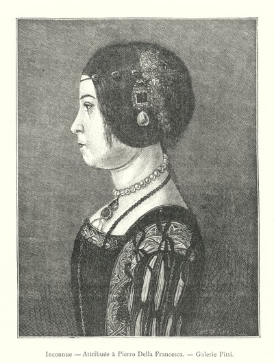 Inconnue ، يُنسب إلى Piero Della Francesca ، Galerie Pitti (نقش) بواسطة المدرسة الايطالية