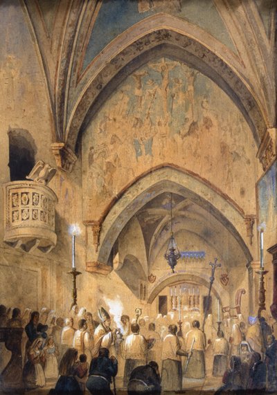داخل ساكرو سبيكو ، سوبياكو ، إيطاليا (مرحاض على ورق) بواسطة المدرسة الايطالية