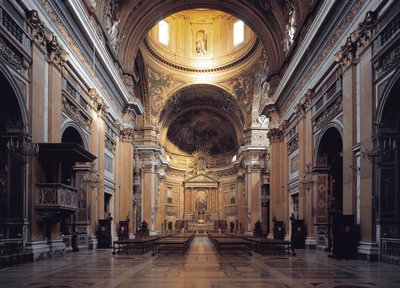 Interior view of the church of Gesu in Rome, circa 1568 (Interior view of Chiesa del Gesu in Rome, italy) بواسطة المدرسة الايطالية