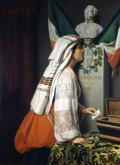 الاستفتاء الإيطالي في أكتوبر 1870 بواسطة لويجي ريفا بواسطة المدرسة الايطالية