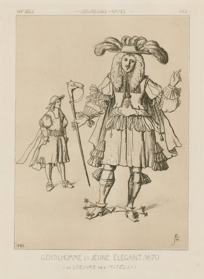 رجل إيطالي وشاب أنيق ، 1670 بواسطة المدرسة الايطالية