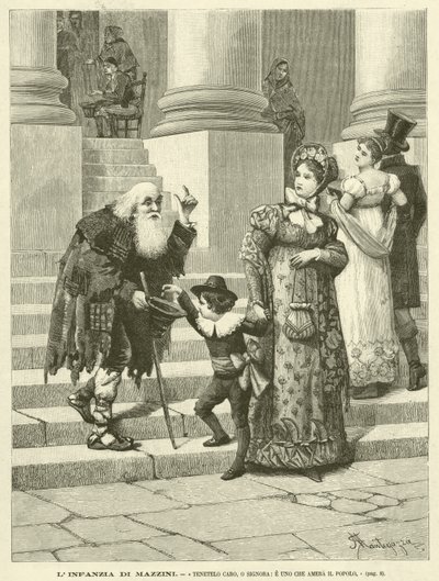 طفولة مازيني ، "احتفظي به عزيزتي ، يا سيدتي ، ومن يحب الناس" (نقش) بواسطة المدرسة الايطالية