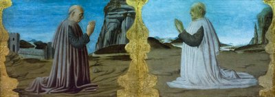 منظر طبيعي مع اثنين من المتبرعين بواسطة Master of the Colonna Predella بواسطة المدرسة الايطالية