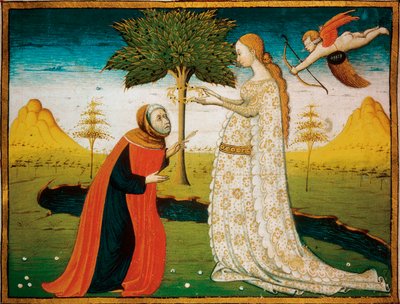لورا (لور) دي نوفيس (1308-1348) تتويج الشاعر فرانشيسكو بتراركا (بترارك). بواسطة المدرسة الايطالية